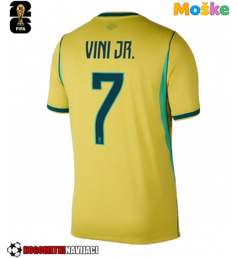 Moške Nogometnih dresov Brazilija Vinicius Junior #7 Domači SP 2026 Kratki rokavi Moške Nogometnih dresov Brazilija Vinicius Junior #7 Domači SP 2026 Kratki rokavi